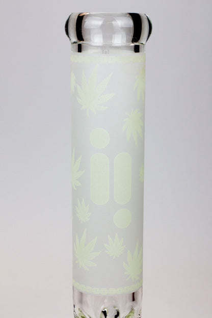 14" Infyniti Leaf Glow in the dark 7 mm glass bong