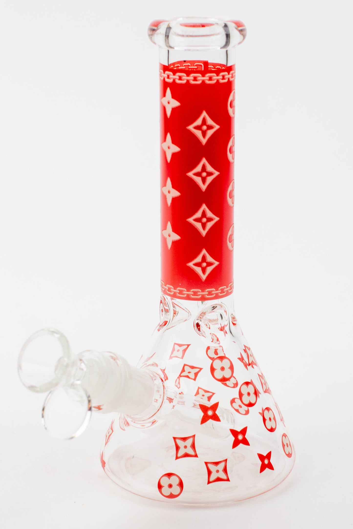 7.5" Luxury Pattern glow in the dark beaker glass water bong