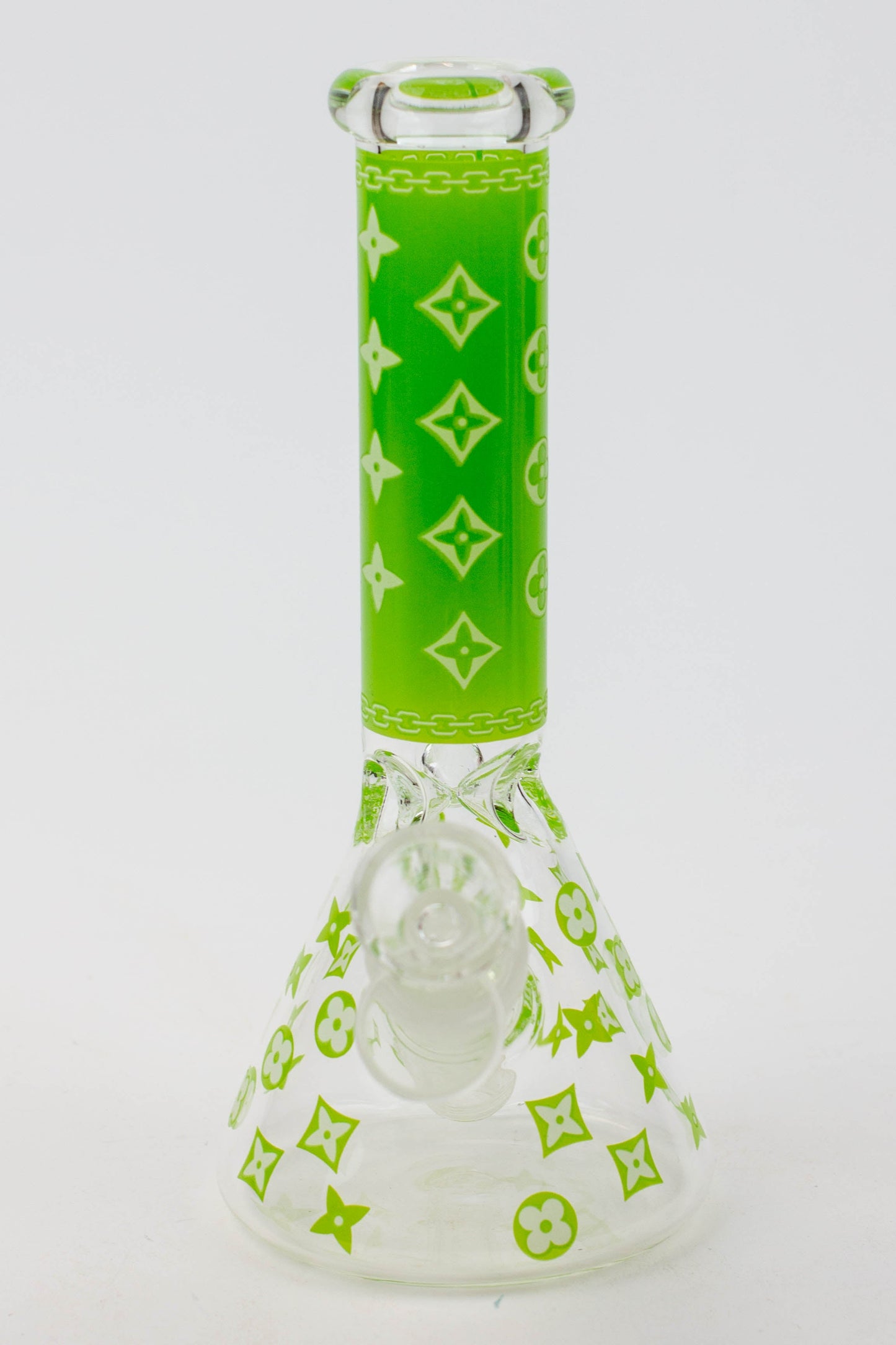 7.5" Luxury Pattern glow in the dark beaker glass water bong