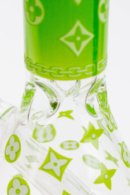 7.5" Luxury Pattern glow in the dark beaker glass water bong
