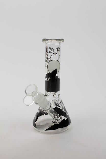 7.5" Luxury Pattern glow in the dark beaker glass water bong