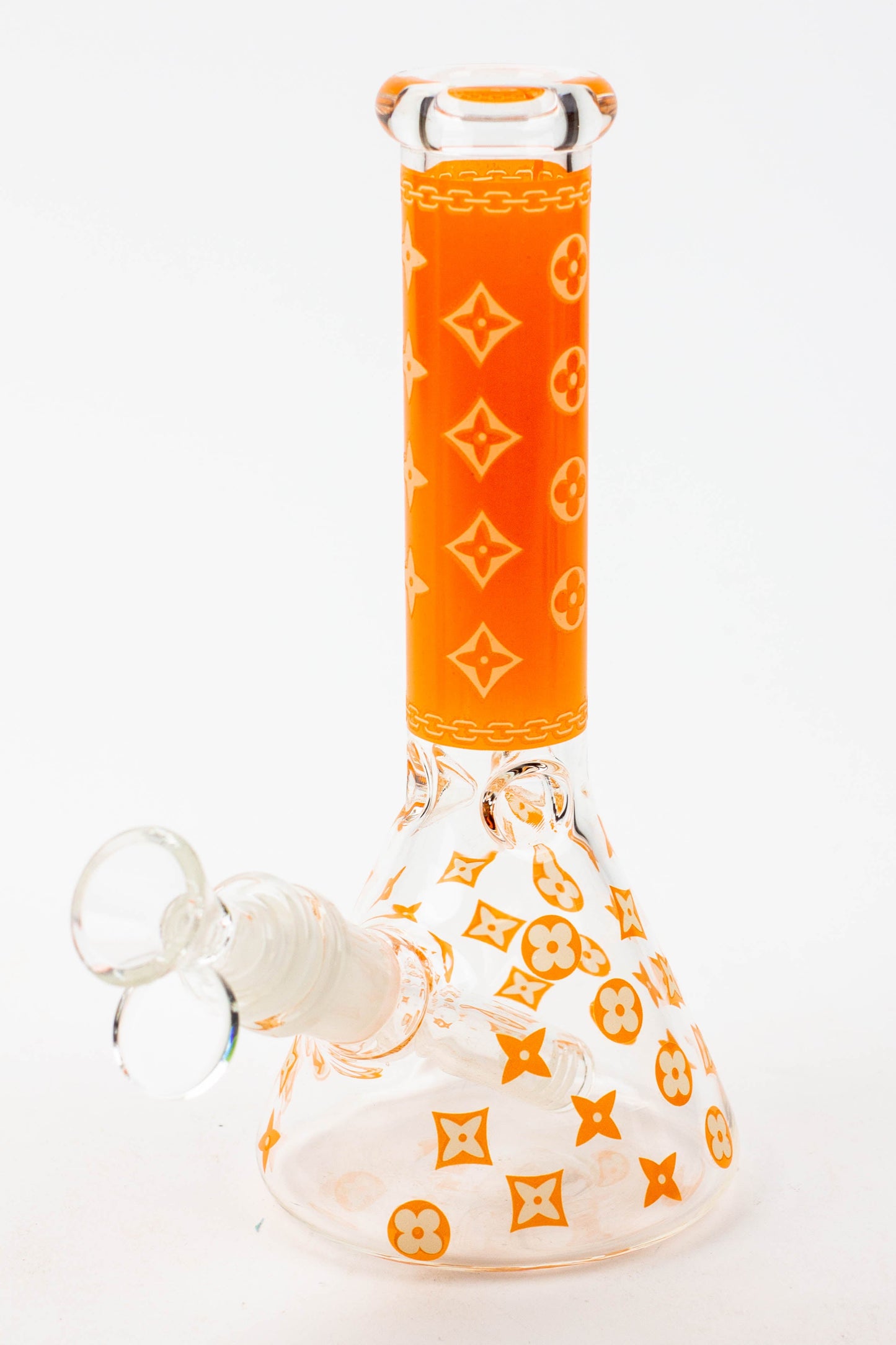 7.5" Luxury Pattern glow in the dark beaker glass water bong