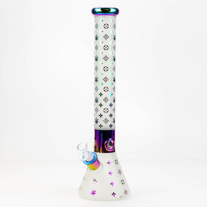 17.5"  Luxury Pattern 7 mm frosted glass beaker bong