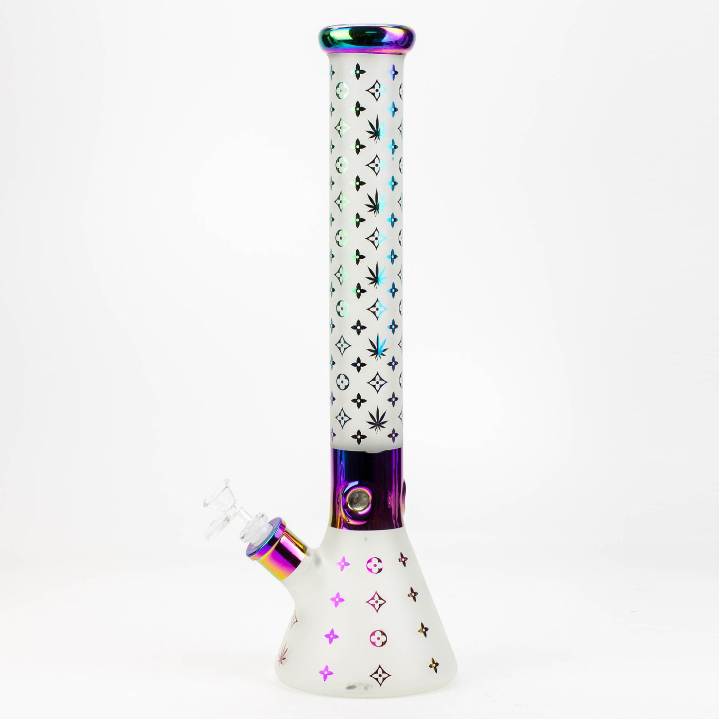17.5"  Luxury Pattern 7 mm frosted glass beaker bong