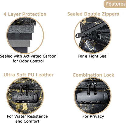 Lockable Storage Bag, Smell, Odor & Water Resistant Pouch for Travel, Cash, Money, Valuables, Medicine, Jewelry, Cosmetics, Zipper Safe with Pocket Organizer and Combo-Lock