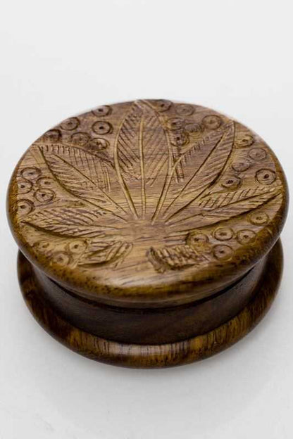 Leaf carved  2 parts wooden grinder