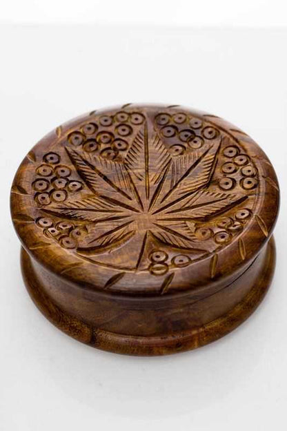 Leaf carved  2 parts wooden grinder