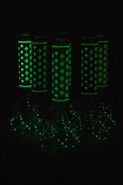 14" Luxury Patten Glow in the dark 7 mm glass bong [A24]