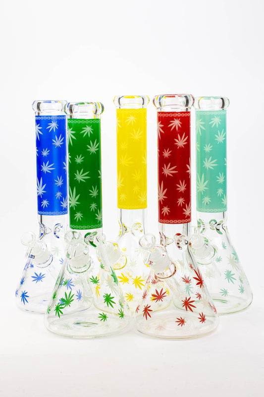 14" Leaf Glow in the dark 7 mm glass bong