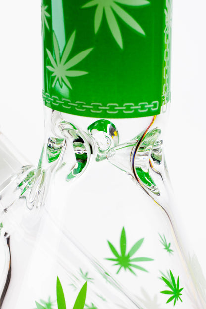 14" Leaf Glow in the dark 7 mm glass bong [A52]