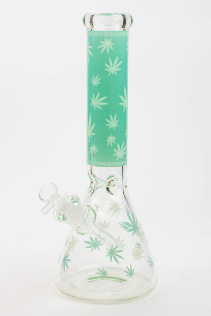 14" Leaf Glow in the dark 7 mm glass bong [A52]