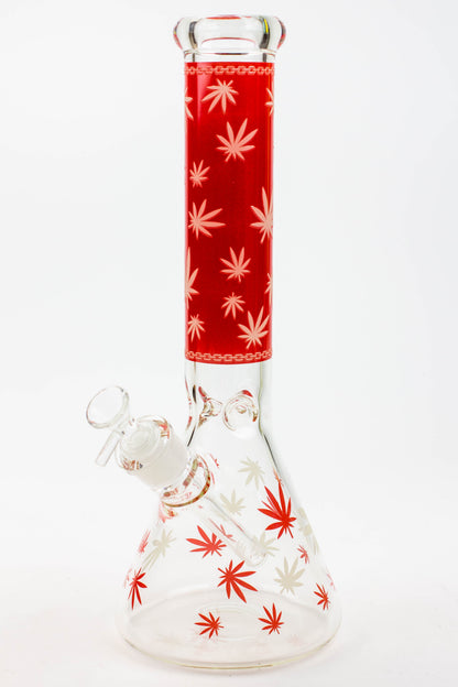 14" Leaf Glow in the dark 7 mm glass bong [A52]