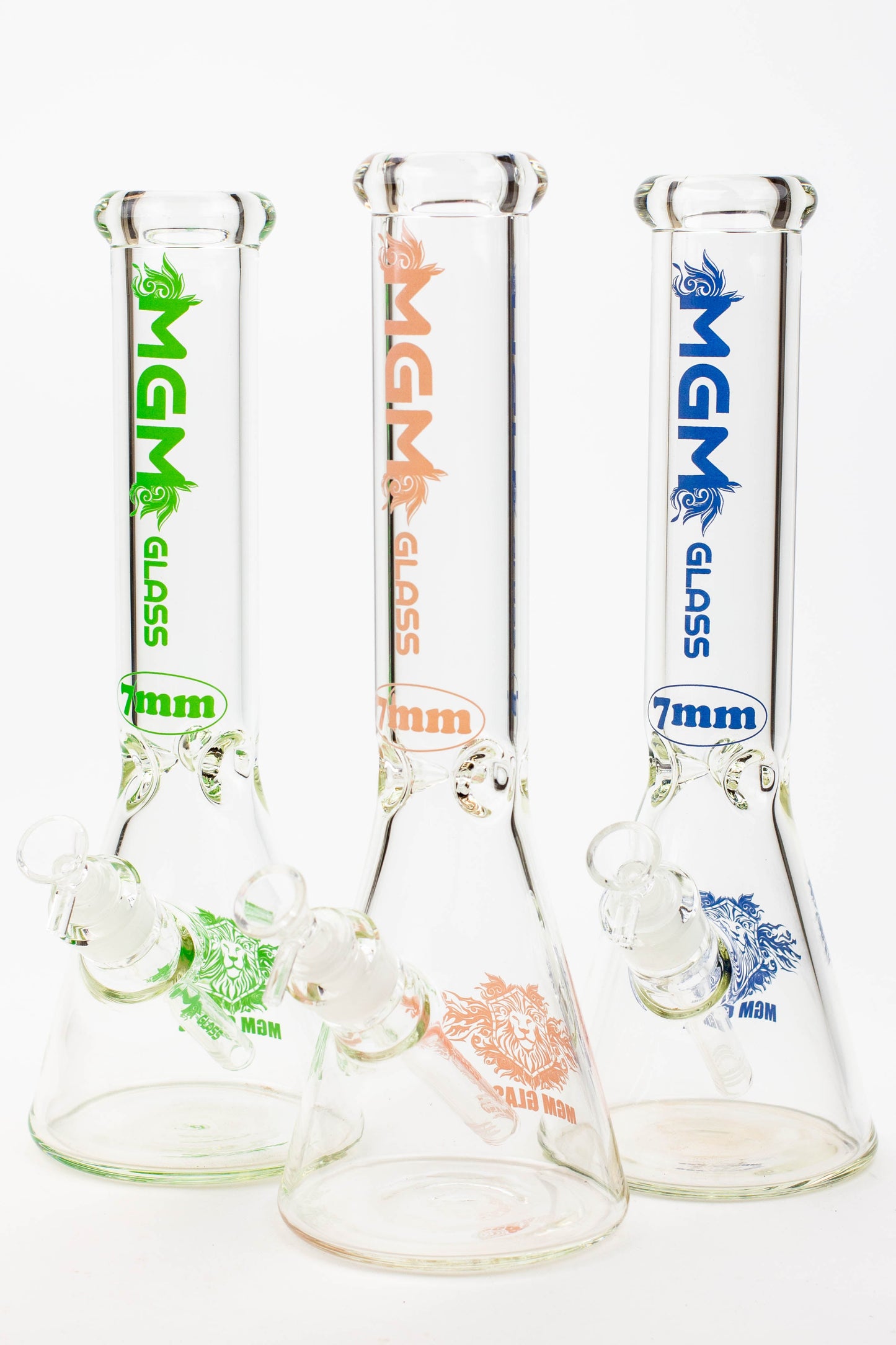 14" glass / 7 mm / beaker glass water bong [A53]