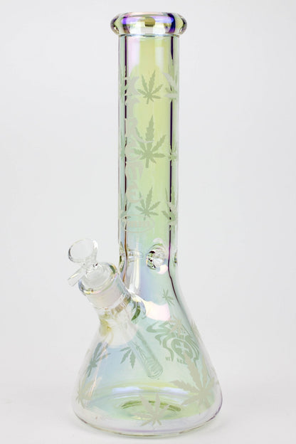 14" XTREME Glass / 7 mm / Leaf Electroplated Glass beaker Bong