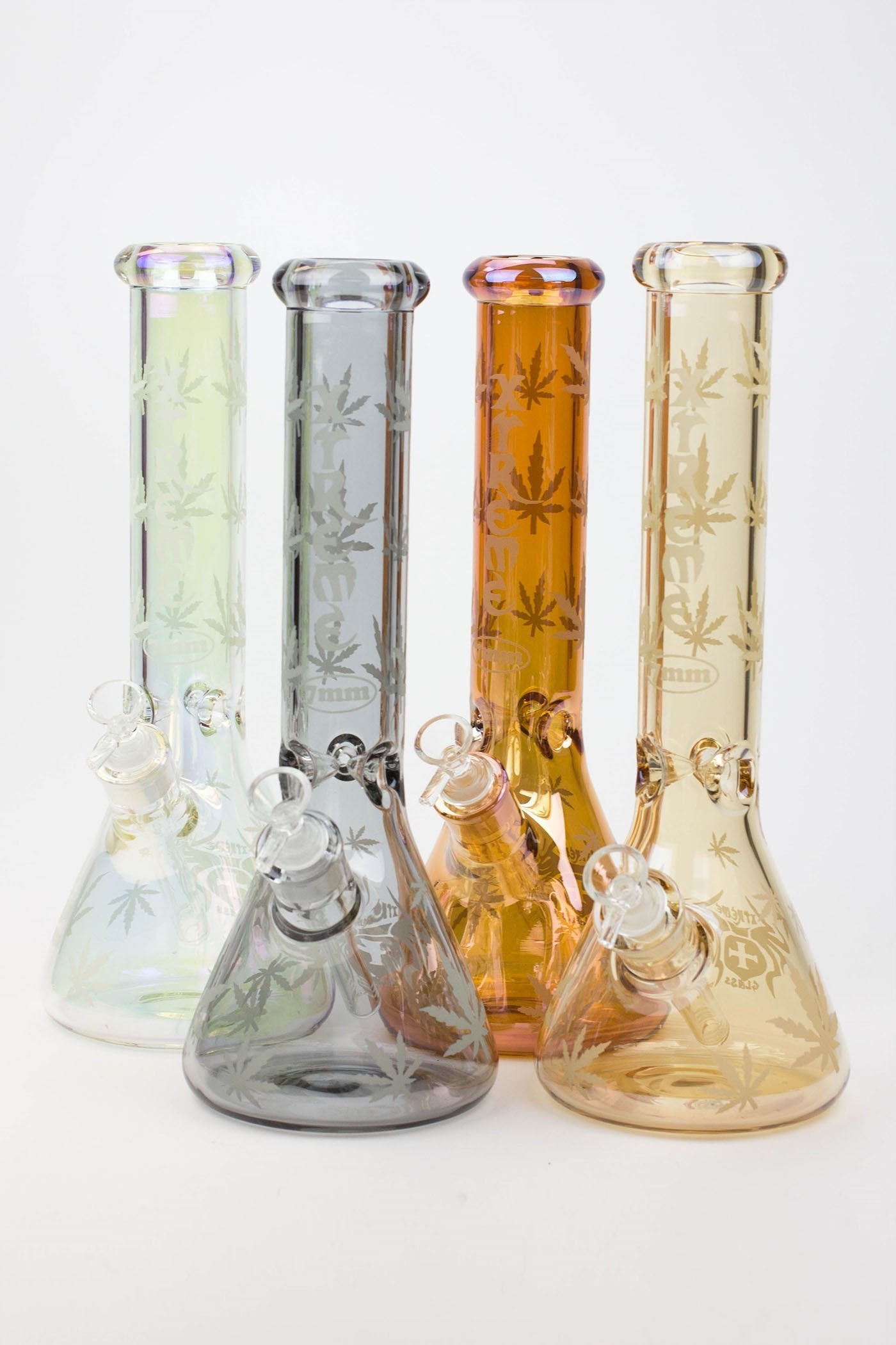 14" XTREME Glass / 7 mm / Leaf Electroplated Glass beaker Bong