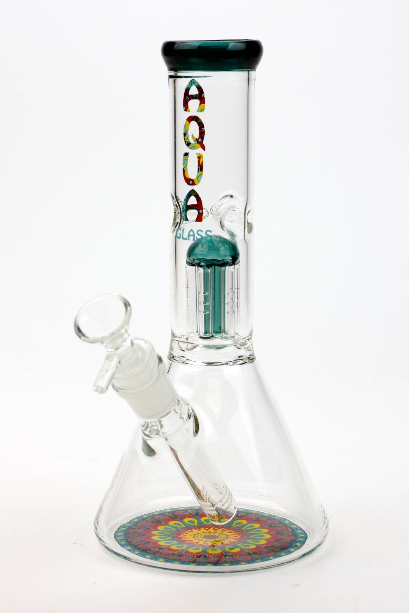 9" AQUA Single tree arms percolator glass water bong