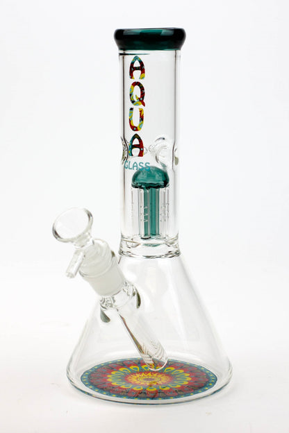 9" AQUA Single tree arms percolator glass water bong