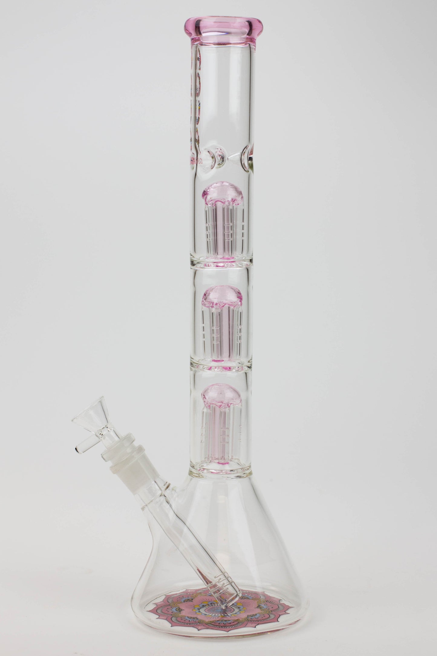 13.5" AQUA 5mm Triple tree arms percolator glass water bong