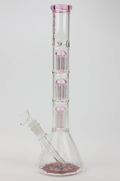 13.5" AQUA 5mm Triple tree arms percolator glass water bong
