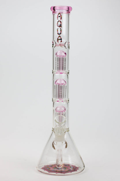 13.5" AQUA 5mm Triple tree arms percolator glass water bong