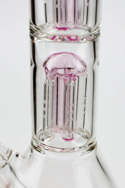 13.5" AQUA 5mm Triple tree arms percolator glass water bong
