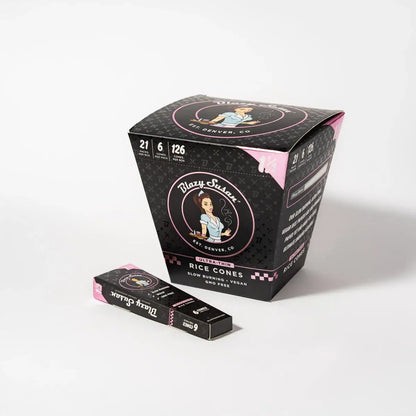 Blazy Susan | Ultra Thin Rice Pre-Rolled Cones – 1 ¼ Size (21 packs)