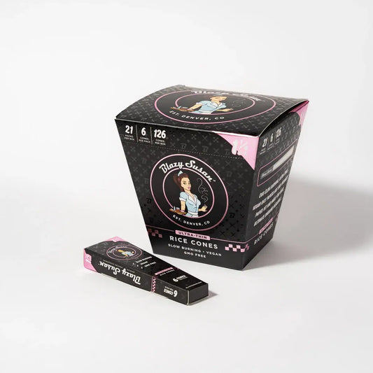 Blazy Susan | Ultra Thin Rice Pre-Rolled Cones – 1 ¼ Size (21 packs)