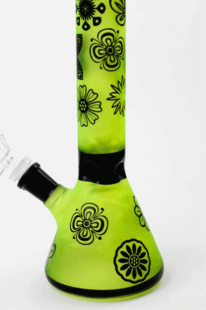 10" Sandblasted color glass water bong