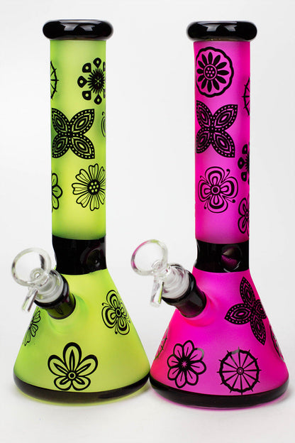 10" Sandblasted color glass water bong