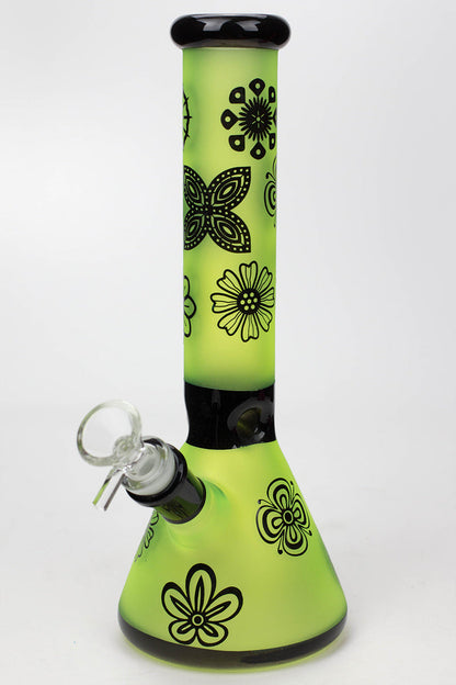 10" Sandblasted color glass water bong