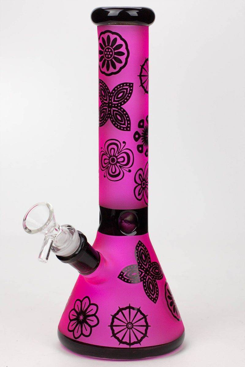 10" Sandblasted color glass water bong