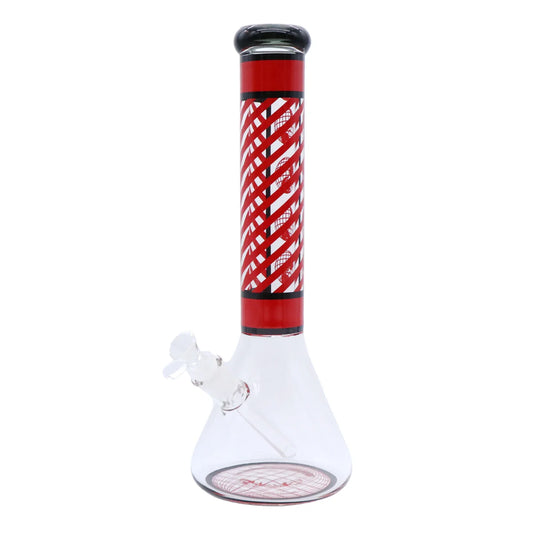 Infyniti | 14" 7mm Stripe Design Glass Beaker Bong – Assorted Colors