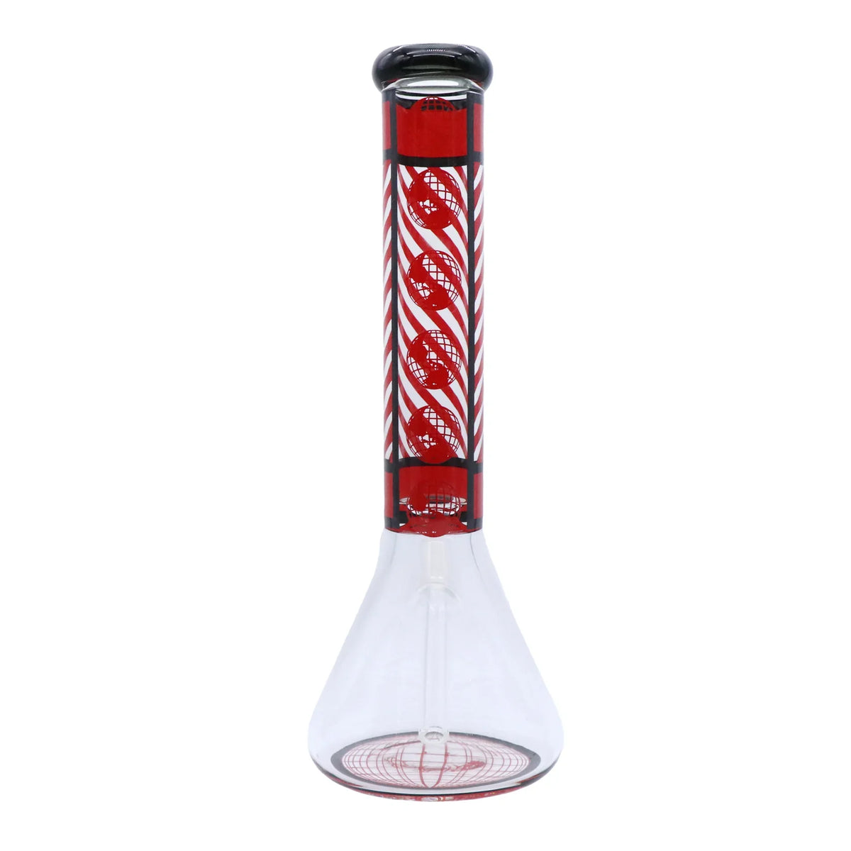 Infyniti | 14" 7mm Stripe Design Glass Beaker Bong – Assorted Colors