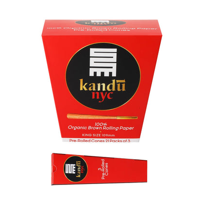Kandu NYC King Size Pre Rolled Cones, Display Box 21 Count with 3 Cones Each