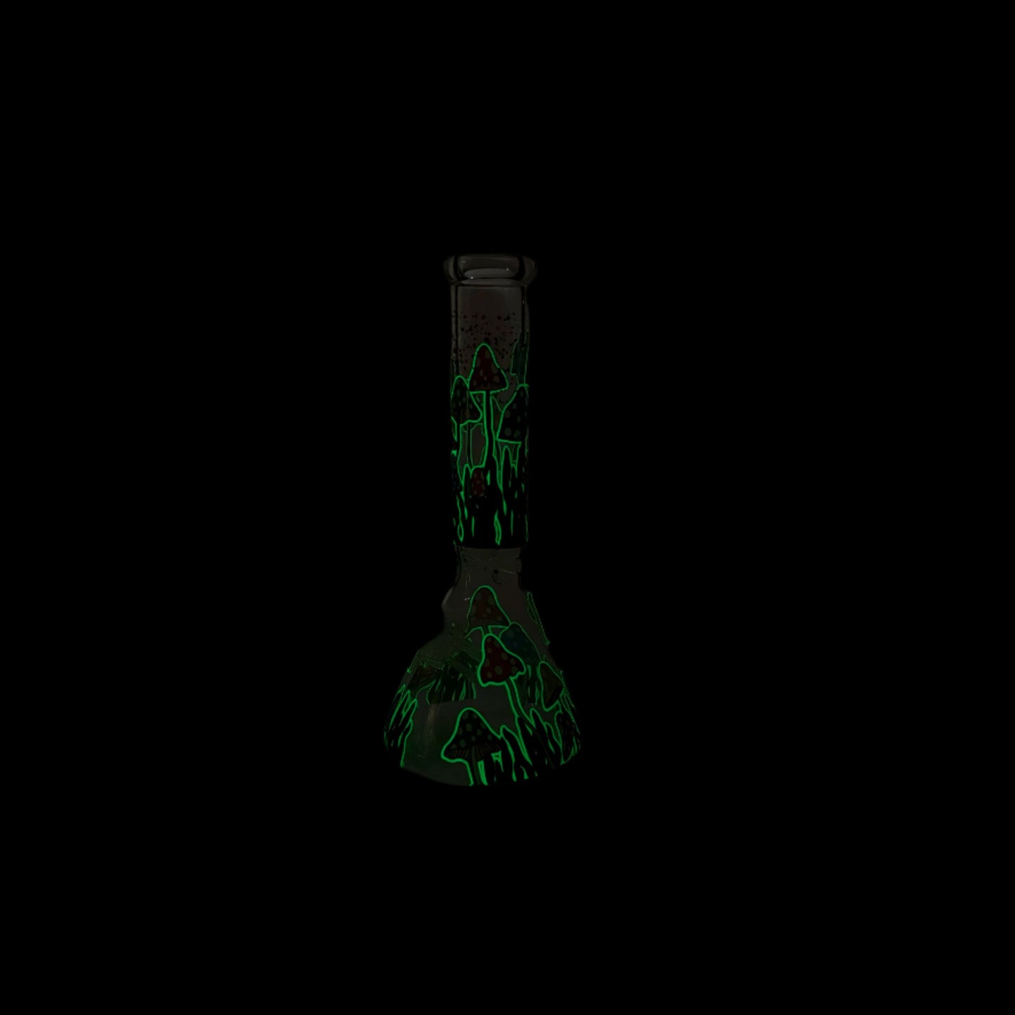 10" Glow in the dark Glass Bong With  Mushroom Design