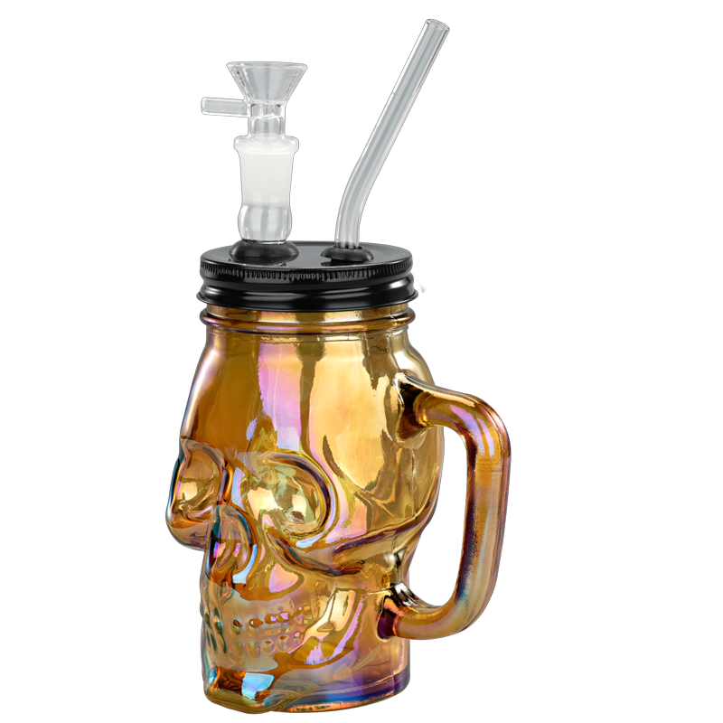 TOPPUFF® | 6″ Skull Cup Glass Bong – Surface Painting Colors