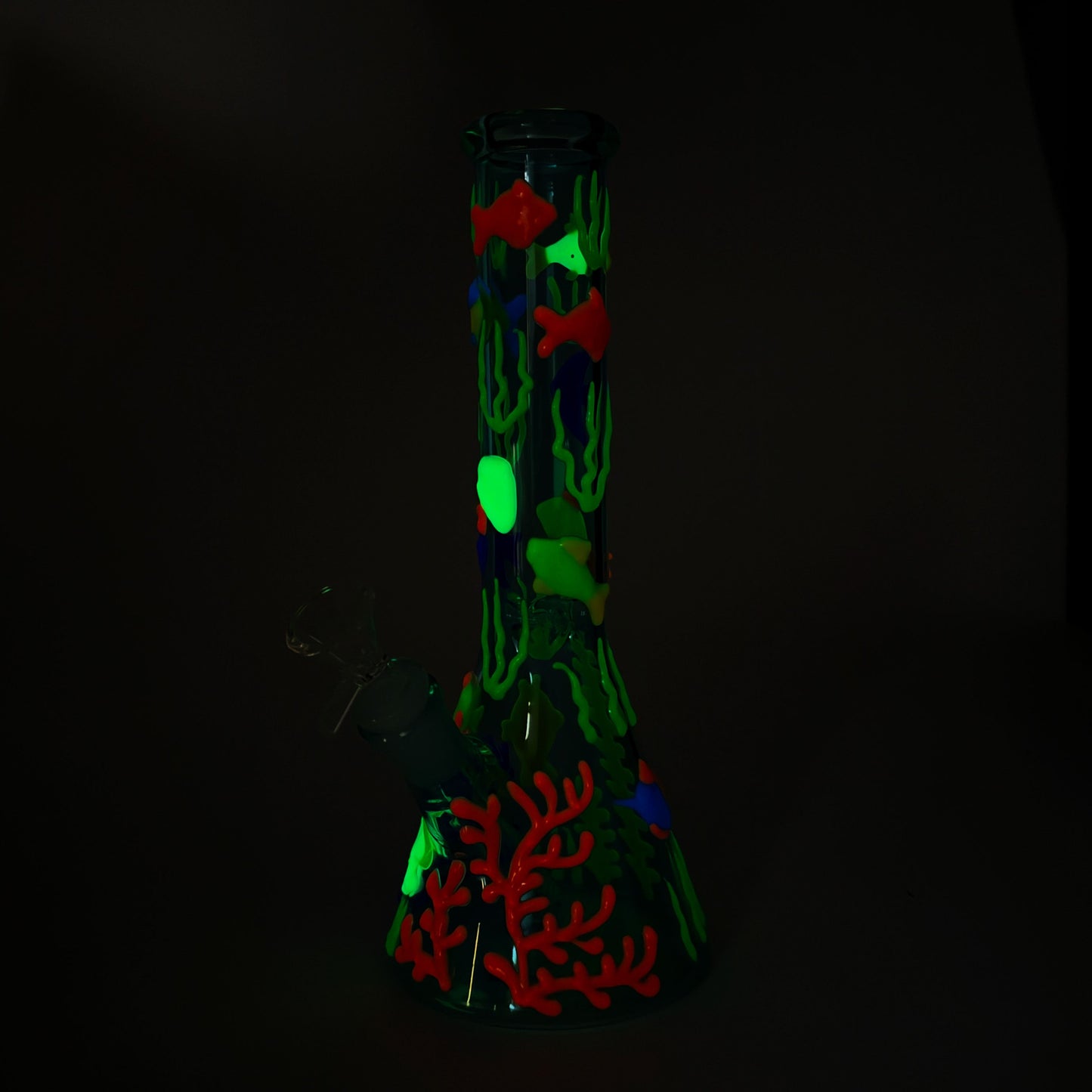 10" 3D Under The Sea Design Glass Beaker Bong-Glow in the dark