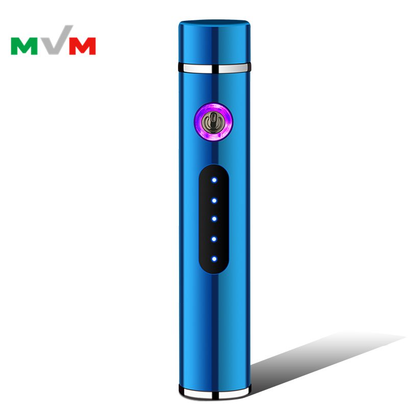 Portable Electronic Lighter USB Arc pipe Lighter with LED Button and Battery Indicator