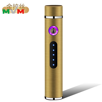 Portable Electronic Lighter USB Arc pipe Lighter with LED Button and Battery Indicator