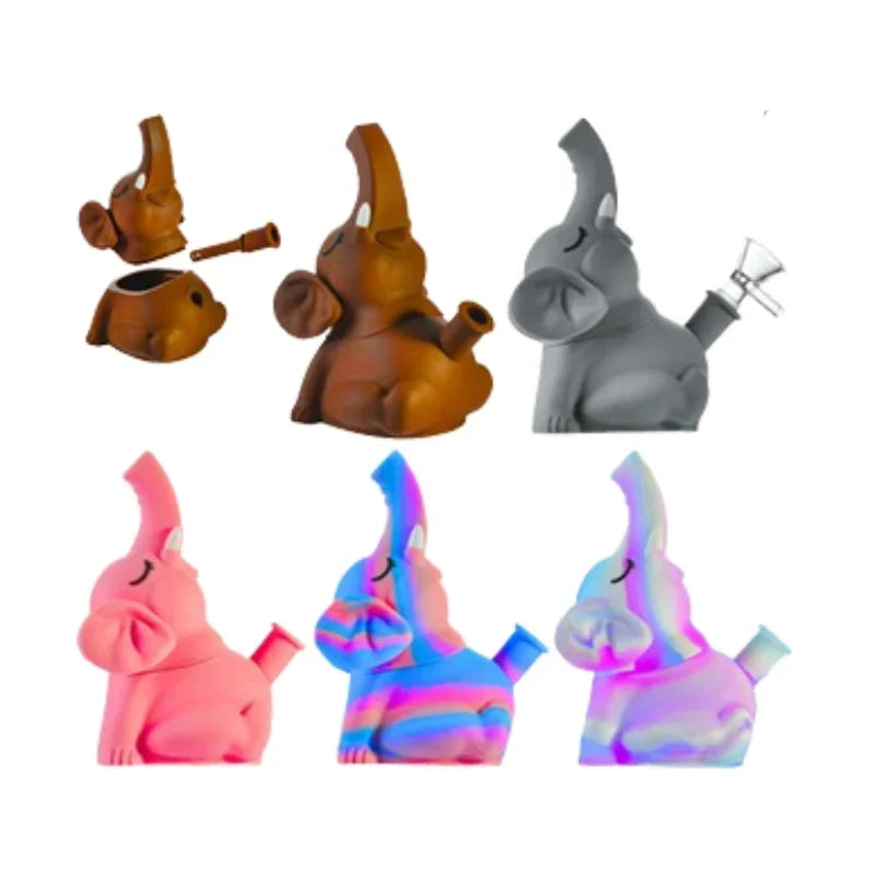 Novelty Elephant Silicone Bong with Glass Bowl