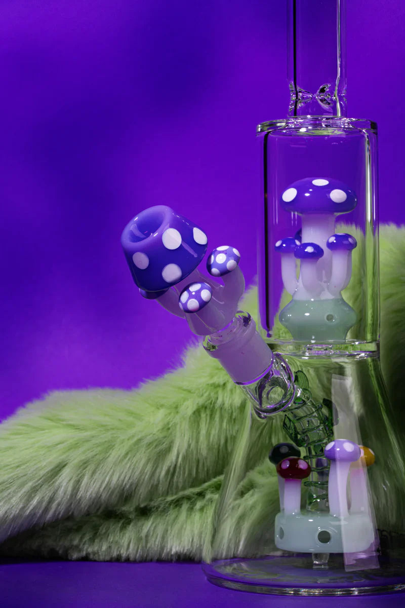 Red Eye Glass® | 12" Tall Red Amanita Dual Chamber Beaker Base Water Pipe