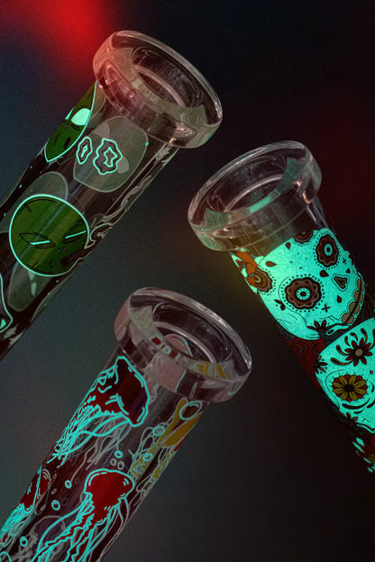 Red Eye Glass® | 10" Sugar Skull Glow-in-the-Dark Water Pipe