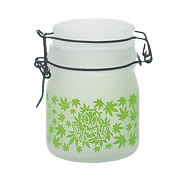 Green Leaf Glass Storage Jar-Multiple Sizes Available [SMKZ-144]