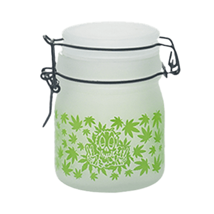 Green Leaf Glass Storage Jar-Multiple Sizes Available [SMKZ-144]