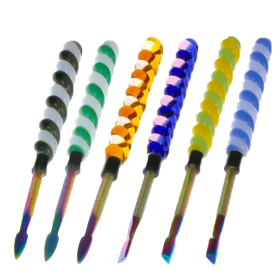 6″ Twirly Glass & Stainless Steel Dab Tool
