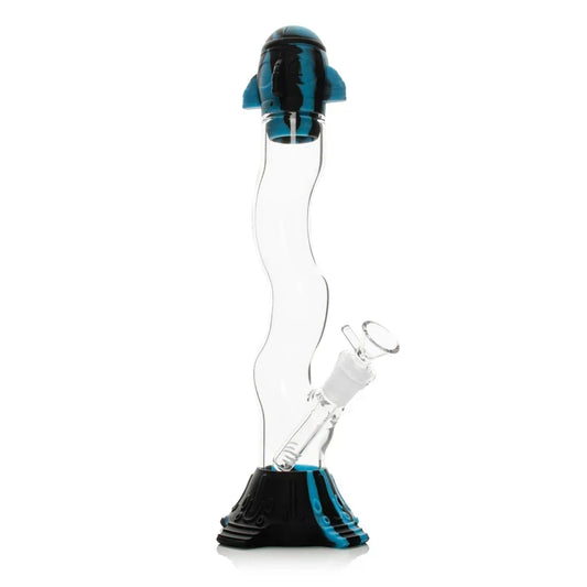 Lit Silicone 13.5" Rocket Launch Water Pipe with glass bowl