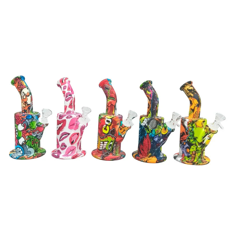 8“ Printed Silicone Mini Bong-Assorted