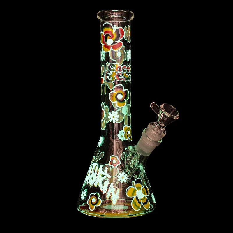 Cheech & Chong® Glass | 10" Tie Dye Glow-in-the-Dark Water Pipe