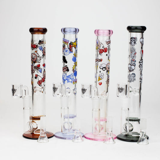 9.5" XTREME 2-1n-1 straight tube glass Bong with honeycomb diffuser