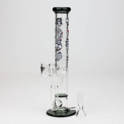 9.5" XTREME 2-1n-1 straight tube glass Bong with honeycomb diffuser [XTR300]